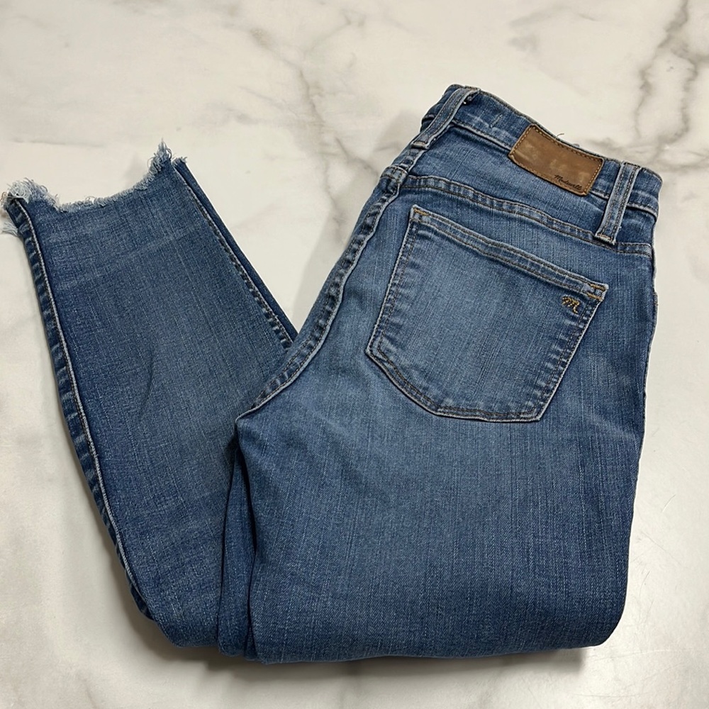 Madewell High Rise Stretch Frayed Ankle Modern Skinny Ankle Jeans 24